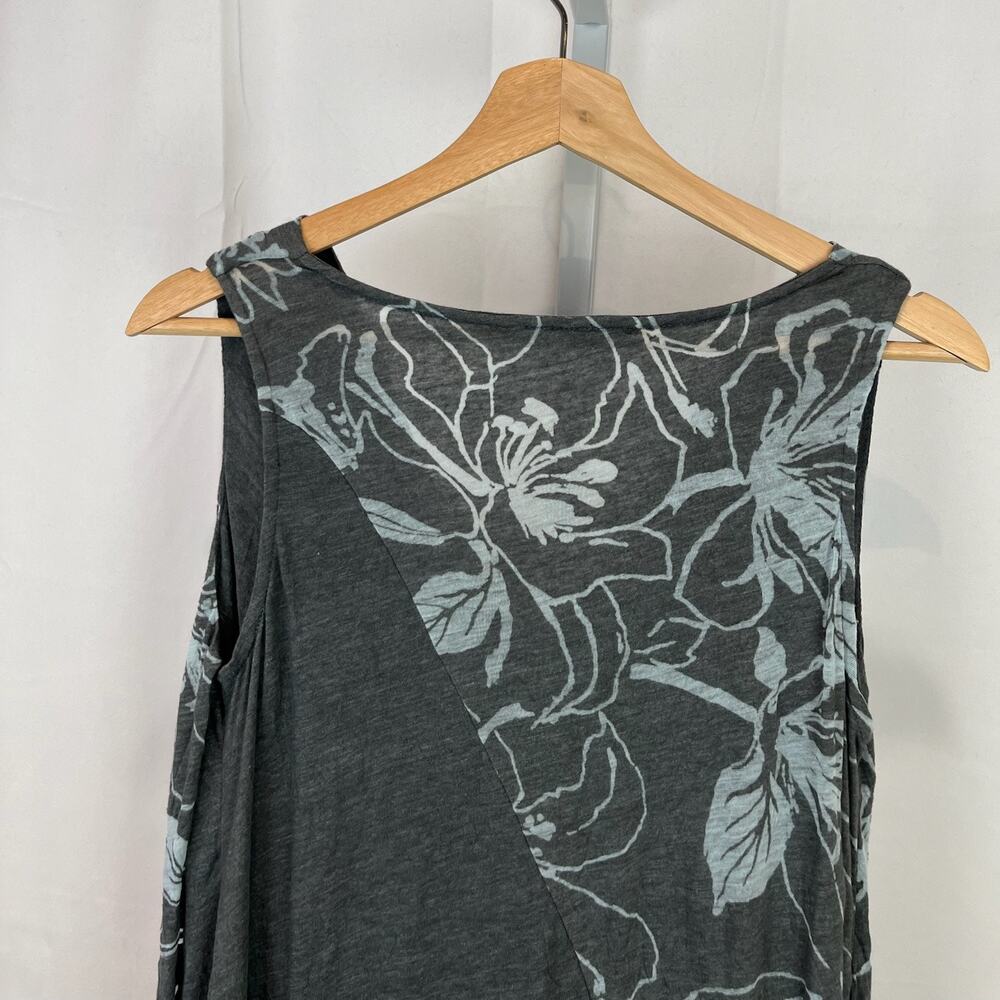 CHALET Size XS Cowl Neck Sleeveless Shift Dress Layered Look Floral Gray - Picture 5 of 7